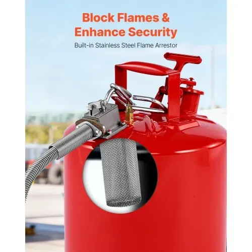 VEVOR Sicherheitskanister, 19 L Typ II Sicherheitsbehälter mit Flammensperre, selbstschließendem Deckel und flexiblem Metallausguss, Lagerbehälter zur Aufbewahrung für brennbare Stoffe, Rot – Bild 5