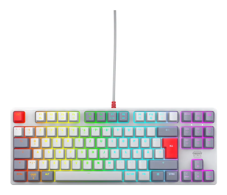 CHERRY K4V2 TKL Tastatur Gaming USB QWERTZ Deutsch Grau, Hellgrau, Rot CHERRY K4V2 TKL Tastatur Gaming USB QWERTZ Deutsch Grau, Hellgrau, Rot