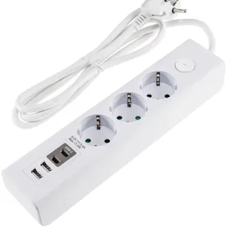 Steckdosenleiste mit Ladebuchsen für USB USB-A /USB-C,3-fach, weiß, 1,5m Kabel Steckdosenleiste mit Ladebuchsen für USB USB-A /USB-C,3-fach, weiß, 1,5m Kabel