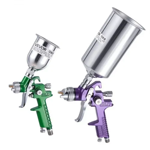 VEVOR 3-tlg. Farbsprüh-Set, Lackierpistole, Spritzpistole mit 3 Düsen (1/1,4/1,8 mm), 3 Bechern und Luftregler, Schwerkraft-Autolack-Sprühgerät für Grundierung, Decklack und Ausbesserung – Bild 8