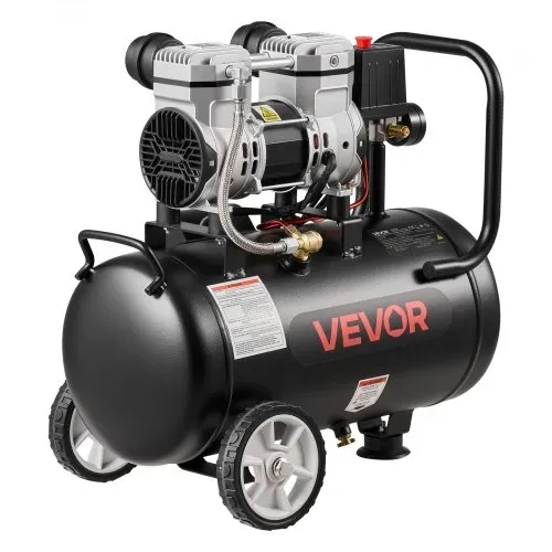 VEVOR 1,1 KW Druckluftkompressor, Ölfreier Kompressor mit 24 L Lufttank, Flüsterkompressor mit 68 L/min bei 6,2 bar & Max. 8 bar, Tragbarer Luftkompressor mit Rädern & Griff für Werkstatt Heimwerker – Bild 10