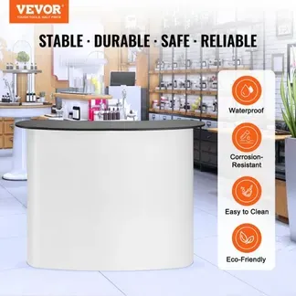 VEVOR Tragbare Messetheke Messetresen, 130 × 46,5 × 95 cm Messestand Ausstellungs-Thekenständer, Faltbarer Promotion-Einzelhandels-Bartisch, Pop-Up-Podium mit Aufbewahrungsregal, Tragetasche VEVOR Tragbare Messetheke Messetresen, 130 × 46,5 × 95 cm Messestand Ausstellungs-Thekenständer, Faltbarer Promotion-Einzelhandels-Bartisch, Pop-Up-Podium mit Aufbewahrungsregal, Tragetasche