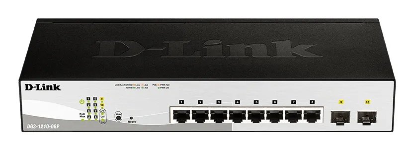 D-Link DGS-1210-08P Managed L2 Gigabit Ethernet (10/100/1000) Power over Ethernet (PoE) Schwarz D-Link DGS-1210-08P Managed L2 Gigabit Ethernet (10/100/1000) Power over Ethernet (PoE) Schwarz