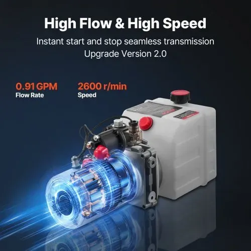VEVOR 4 Qt Hydraulikaggregat einfachwirkende Kippanhängerpumpe, maximaler Öffnungsdruck 22 MPa und Fördermenge 3,4 L/min, 12 V DC Hydraulikpumpe mit Metallbehälter für Kippanhänger Weiß – Bild 4