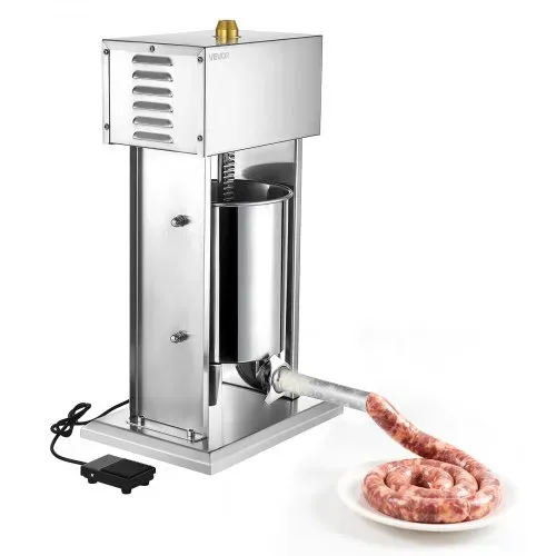 VEVOR elektrischer Wurstfüller 10 L Wurstfüllmaschine Fleischfüller mit stufenloser Geschwindigkeitsregelung & Pedal, Hochleistungsfüller aus Edelstahl mit 4 Wurstfüllrohren, Fleischfüllen – Bild 8
