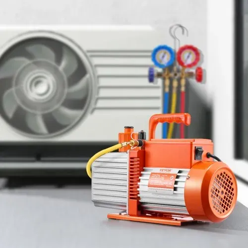 VEVOR Vakuumpumpe, 9 CFM, HVAC 2-stufige Drehschieber-Vakuumpumpe, für R134a R22 R410a-Systeme, Auto-AC-Vakuumpumpen-Kit mit Ölflasche, für die Harzentgasung zur Wartung von Autoklimaanlagen – Bild 7