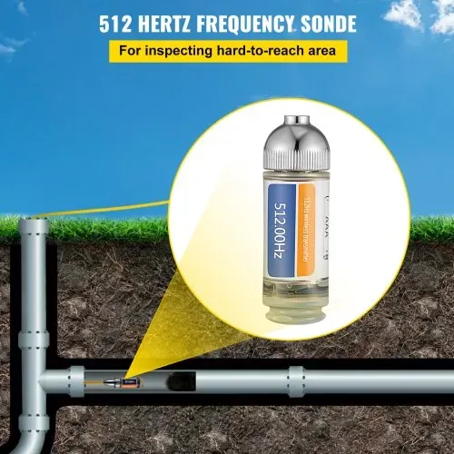 VEVOR 512HZ Sonde 8/5″ und 1/4-20″ Anschlüsse Starrer Abflussorter zum Auffinden und Erkennen kleiner Abwasserkanäle und Rohrleitungen, Silber VEVOR 512HZ Sonde 8/5″ und 1/4-20″ Anschlüsse Starrer Abflussorter zum Auffinden und Erkennen kleiner Abwasserkanäle und Rohrleitungen, Silber