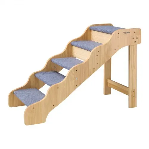 VEVOR Hundetreppe 910x430x630 mm, 5-stufige Hautiertreppe, Holztreppe geeignet für kleine, mittlere, große, ältere Haustiere sowie Welpen bis 68 kg, Hundeleiter für Betten, Sofas & Autos – Bild 9