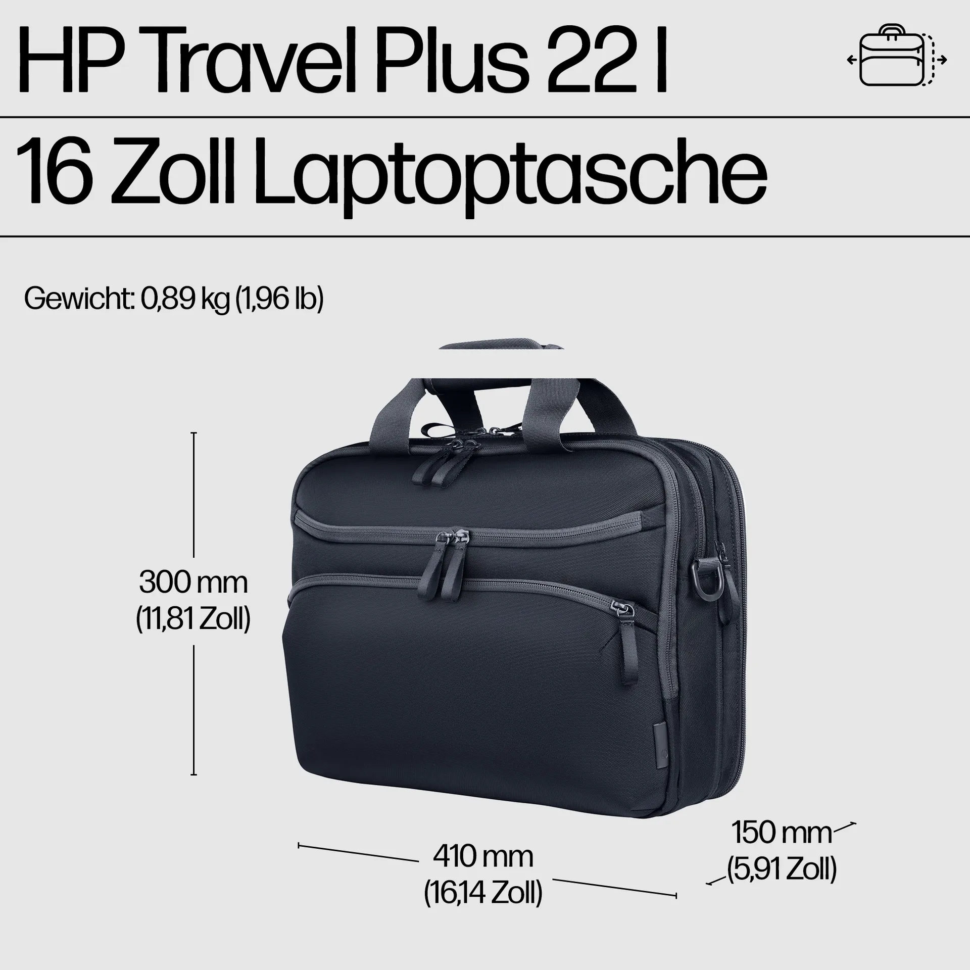 HP Travel Plus 22L 16-inch Laptop Bag – Bild 2