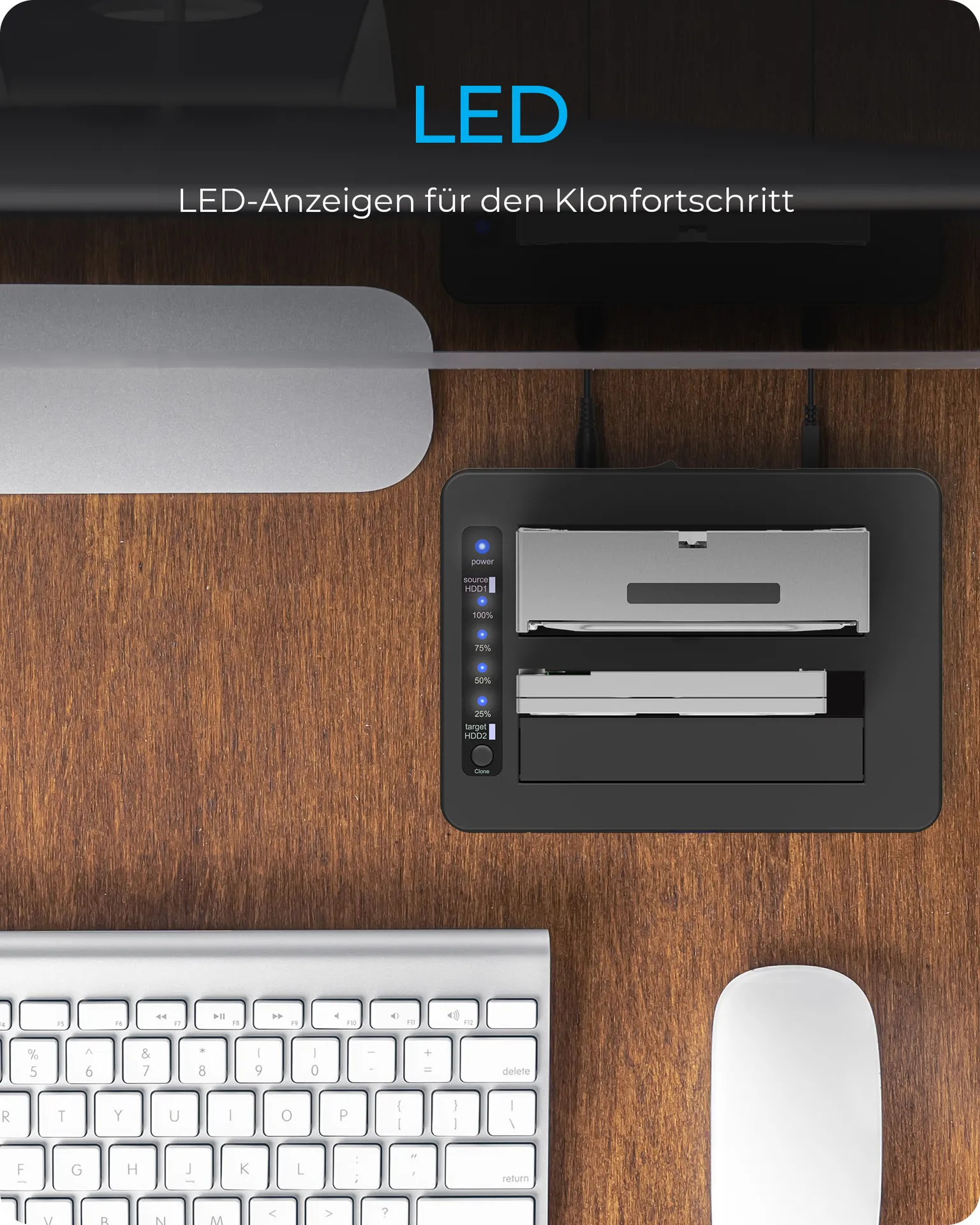 ICY BOX IB-1233CL-CR, HDD Docking & Klonstation mit Kartenlesern CF + SD und USB Hub, USB 3.2 Gen1 (5 Gbit/s) – Bild 5