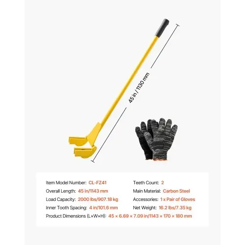 VEVOR Brecheisen 113 cm, Brechstange, 907 kg Belastbarkeit, Abbruch-& Hebelstange zum Entfernen von Terrassendielen, für Bodenbeläge, Rahmenkonstruktionen, Dächer, Verkleidungen & Trockenbauwände – Bild 6