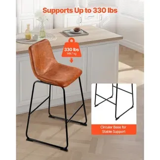 VEVOR Barhocker Thekenhocker 4 Stk. (945 mm hoch) Küchenstuhl Barstuhl aus PU-Leder mit Rückenlehne & Metallrahmen, Bistrostuhl (149,7 kg belastbar) Küche Esszimmer Kücheninsel Bar, Braun VEVOR Barhocker Thekenhocker 4 Stk. (945 mm hoch) Küchenstuhl Barstuhl aus PU-Leder mit Rückenlehne & Metallrahmen, Bistrostuhl (149,7 kg belastbar) Küche Esszimmer Kücheninsel Bar, Braun