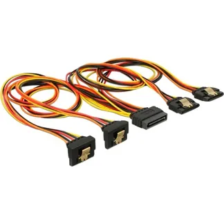 SATA 15Pin > 2x gewinkelt (unten) + 2x gerade, Kabel SATA 15Pin > 2x gewinkelt (unten) + 2x gerade, Kabel