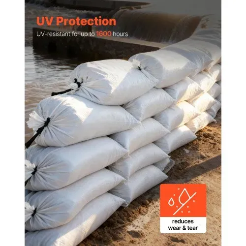 VEVOR Sandsäcke für Hochwasser, 300er-Pack, 400×660 mm, Gewebesäcke mit Bändern, 22,6 kg Tragkraft, Polypropylen-Hochwasssersandsäcke, reißfest & UV-beständig, für Hochwasserschutzbarrieren VEVOR Sandsäcke für Hochwasser, 300er-Pack, 400×660 mm, Gewebesäcke mit Bändern, 22,6 kg Tragkraft, Polypropylen-Hochwasssersandsäcke, reißfest & UV-beständig, für Hochwasserschutzbarrieren