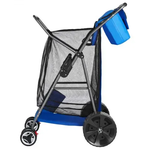 VEVOR Strandwagen mit Vollgummirädern (10 Zoll), Faltbarer Strandtrolley mit Isoliertasche & Schirmhalter, Handwagen (75 kg Belastbar) für bis zu 4 Strandstühle, Strandkarre Ideal für Camping & Angeln – Bild 10