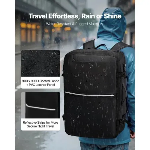 VEVOR Vakuum-Reiserucksack, 80 L, erweiterbarer Vakuum-Kompressions-Reiserucksack mit Pumpe, mit TSA-zugelassenem Schloss, USB-Ladeanschluss, wasserabweisendes Handgepäck, für Business, Schwarz – Bild 4