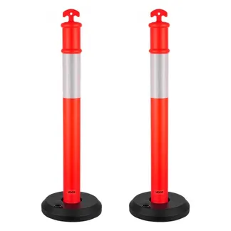 VEVOR Verkehrsleitpfosten Leitpfosten 2 Stk. (114 cm) mit befüllbarem Sockel & Reflektorstreifen, Warnpfosten für Baustellen, Parkplätze, Absperrpfosten zur Steuerung von Menschenmengen, rot VEVOR Verkehrsleitpfosten Leitpfosten 2 Stk. (114 cm) mit befüllbarem Sockel & Reflektorstreifen, Warnpfosten für Baustellen, Parkplätze, Absperrpfosten zur Steuerung von Menschenmengen, rot