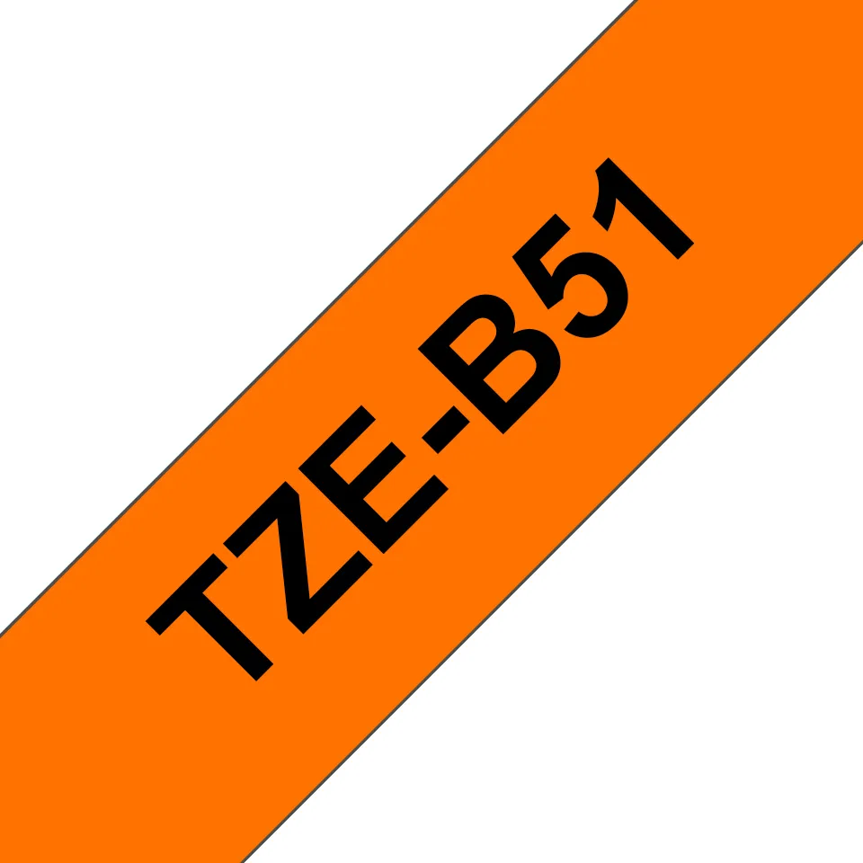 Brother TZE-B51 Etiketten erstellendes Band Schwarz auf leuchtend Orange Brother TZE-B51 Etiketten erstellendes Band Schwarz auf leuchtend Orange