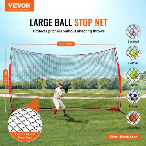 VEVOR Barrikaden-Backstop-Netz, Ballsport-Absperrnetz, 507 x 140 x 312 cm Tragbare Übungsausrüstung mit Tragetasche, Schutzschirm für Baseball, Softball, Fußball Training für den Garten VEVOR Barrikaden-Backstop-Netz, Ballsport-Absperrnetz, 507 x 140 x 312 cm Tragbare Übungsausrüstung mit Tragetasche, Schutzschirm für Baseball, Softball, Fußball Training für den Garten