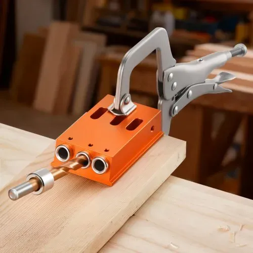 VEVOR Pocket Hole Jig Kit Taschenloch-Vorrichtungssatz 12,7-38,1 mm, Vorrichtungs-Taschenlochsystem mit Werkzeugkoffer C-Klemme Stufenbohrer Sechskantschlüssel Bohrstoppring Vierkant-Antriebsbit – Bild 7