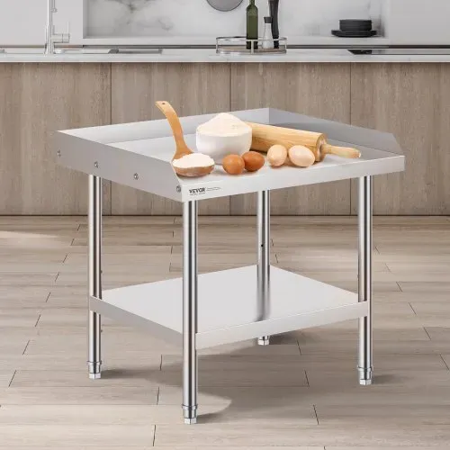 VEVOR Arbeitstisch aus Edelstahl, gewerblicher Arbeitstisch zur Lebensmittelzubereitung, 610 x 711 x 660 mm 3-seitiger Spritzschutz, robuster Zubereitungstisch Arbeitstisch mit einstellbarer Höhe – Bild 7