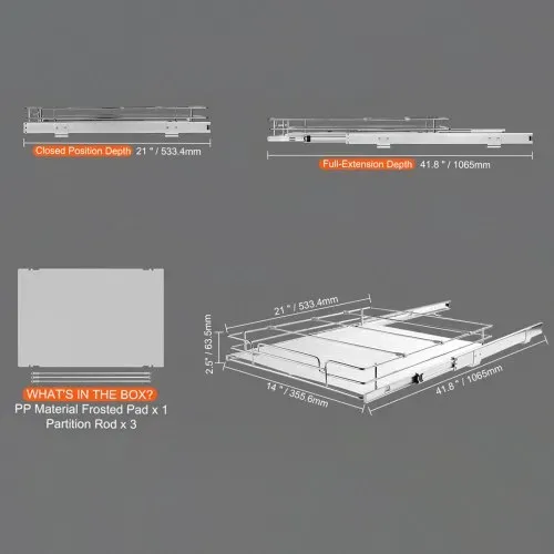 VEVOR ausziehbares Gewürzregal (385x533x85 mm) Spülschrankregal Küchenschrank, Schiebeschublade Waschbecken Gewürzregal Schrank Organizer Unterschrankregal 415x563x185 mm (Einbaumaße) – Bild 6