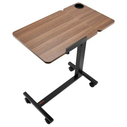 VEVOR Überbetttisch mobiler Beistelltisch mit klappbarer Schreibtischplatte, höhenverstellbarer & winkelverstellbarer Laptoptisch mit Getränkehalter, Betttisch für Büro Arbeitszimmer – Bild 8