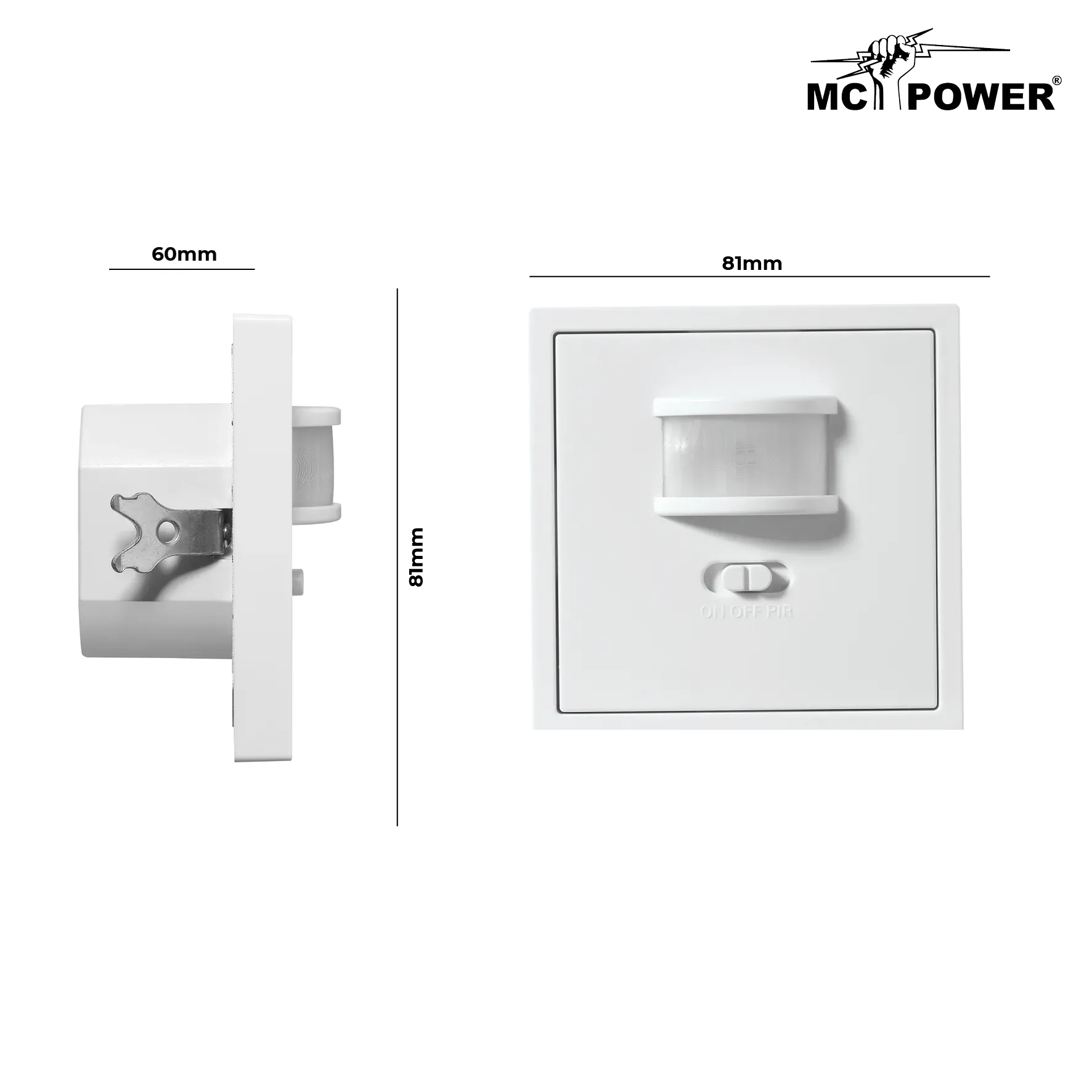 Unterputz IR Bewegungsmelder McPower ''Shallow'' 160°, 750W, LED geeignet, weiß – Bild 4