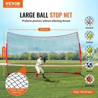 VEVOR Barrikaden-Backstop-Netz, Ballsport-Absperrnetz, 507 x 140 x 312 cm Tragbare Übungsausrüstung mit Tragetasche, Schutzschirm für Baseball, Softball, Fußball Training für den Garten VEVOR Barrikaden-Backstop-Netz, Ballsport-Absperrnetz, 507 x 140 x 312 cm Tragbare Übungsausrüstung mit Tragetasche, Schutzschirm für Baseball, Softball, Fußball Training für den Garten