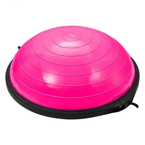 VEVOR Halb-Gymnastikball-Trainer, 66 cm Balance-Ball-Trainer, 680 kg Tragkraft Stabilitätsball, Yoga-Ball mit Widerstandsbändern & Fußpumpe, Yogaball Kraft-Fitnessball im Heim-Fitnessstudio, Rosa – Bild 9