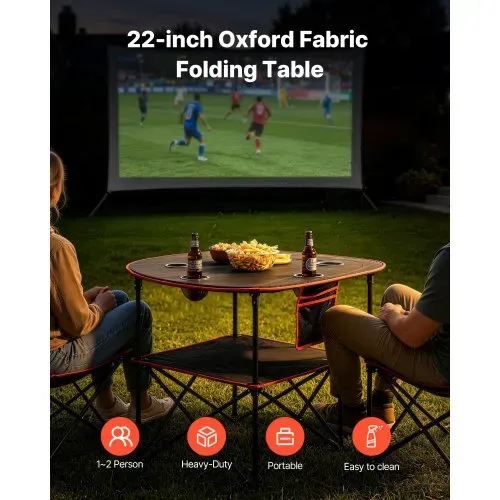 VEVOR Klapptisch Buffettisch tragbarer Allzwecktisch 72 x 72 cm, wasserfester Tisch aus 600D-Oxford-Gewebe mit Tragetasche & 4 Getränkehaltern, Gartentisch Campingtisch für Partys Picknick Schwarz VEVOR Klapptisch Buffettisch tragbarer Allzwecktisch 72 x 72 cm, wasserfester Tisch aus 600D-Oxford-Gewebe mit Tragetasche & 4 Getränkehaltern, Gartentisch Campingtisch für Partys Picknick Schwarz