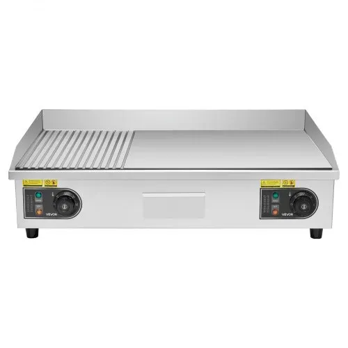 VEVOR Gewerbliche Elektrische Grillplatte 4400 W, Tischgrillplatte 725x400 mm Grillfläche, 50–300 °C, Elektrogrill, halb Gerillt, halb Glatt, mit 2 Spateln und 2 Bürsten, für Steaks BBQ, Ohne Stecker – Bild 9