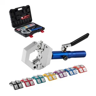 VEVOR Hydraulische Presszange, Hydra-Crimpzange, Klimaanlagen-Schlauchpresse-Set mit 7 Snap-On-Einsätzen, Schlauch-Crimpwerkzeug für Kfz- & Klimaanlagenreparaturen – inkl. Koffer VEVOR Hydraulische Presszange, Hydra-Crimpzange, Klimaanlagen-Schlauchpresse-Set mit 7 Snap-On-Einsätzen, Schlauch-Crimpwerkzeug für Kfz- & Klimaanlagenreparaturen – inkl. Koffer