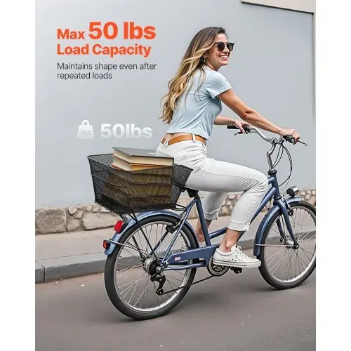 VEVOR Fahrradkorb Hinten 39x31x21 cm, Drahtgeflecht-Hinterradkorb mit Gepäcknetz & Abdeckung, Gepäckträgerkorb, passt auf die meisten Fahrradgepäckträger, Montagewerkzeug im Lieferumfang enthalten – Bild 2