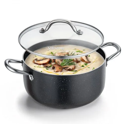 VEVOR Suppentopf aus Aluminiumlegierung 5,7 L Antihaftbeschichtet Kochtopf mit Glasdeckel, PFOA- und PFAS-frei, Kompatibel mit Gasherden Induktionsherden Elektroherden, Ideal für Suppen Eintöpfe Pasta VEVOR Suppentopf aus Aluminiumlegierung 5,7 L Antihaftbeschichtet Kochtopf mit Glasdeckel, PFOA- und PFAS-frei, Kompatibel mit Gasherden Induktionsherden Elektroherden, Ideal für Suppen Eintöpfe Pasta