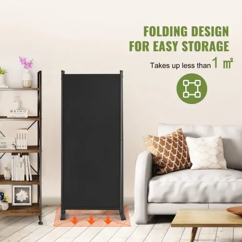 VEVOR Raumteiler Trennwand 3-teiliger Paravent Stellwand, faltbarer Sichtschutz für Büro Schlafzimmer Esszimmer Arbeitszimmer Balkon, Raumtrenner freistehend (228 x 52 x 184 cm), Schwarz – Bild 4