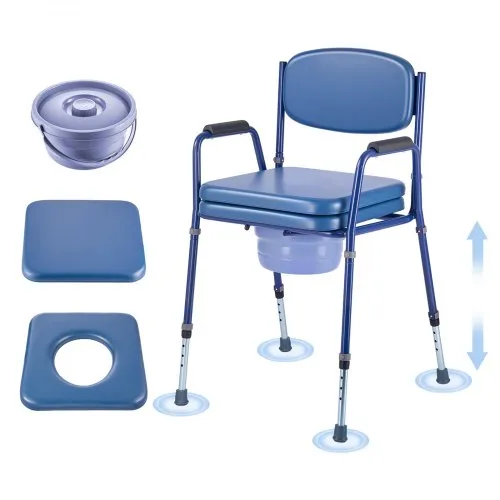 VEVOR Nachttoilettenstuhl 181 kg belastbar, Toilettensitzerhöhung mit gepolsterter Sitzfläche & Rückenlehne, abnehmbarer 5 L Eimer, höhenverstellbarer Toilettenstuhl (815-915 mm) für Erwachsene VEVOR Nachttoilettenstuhl 181 kg belastbar, Toilettensitzerhöhung mit gepolsterter Sitzfläche & Rückenlehne, abnehmbarer 5 L Eimer, höhenverstellbarer Toilettenstuhl (815-915 mm) für Erwachsene