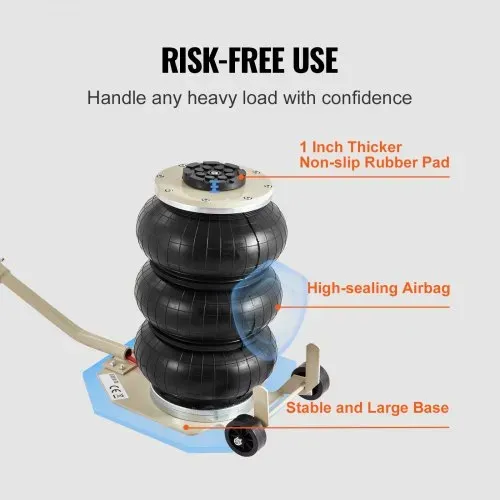 VEVOR Pneumatischer Wagenheber Air Jack 3 t, Weiß Dreifachbeutel-Luftheber 140-450 mm Hubhöhe Airbag Luftwagenheber mit langem Griff, 5 Minuten Hub Luftheber Wagenheber für SUV, Lkw, Pkw usw. – Bild 5
