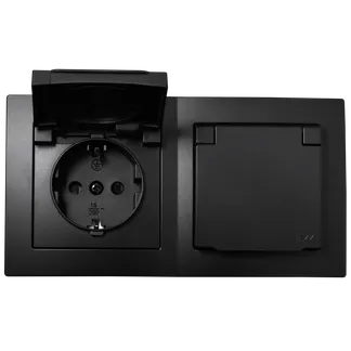 Steckdosen Set McPower Flair “Beginner 2S-IP44“, matt schwarz Steckdosen Set McPower Flair “Beginner 2S-IP44“, matt schwarz