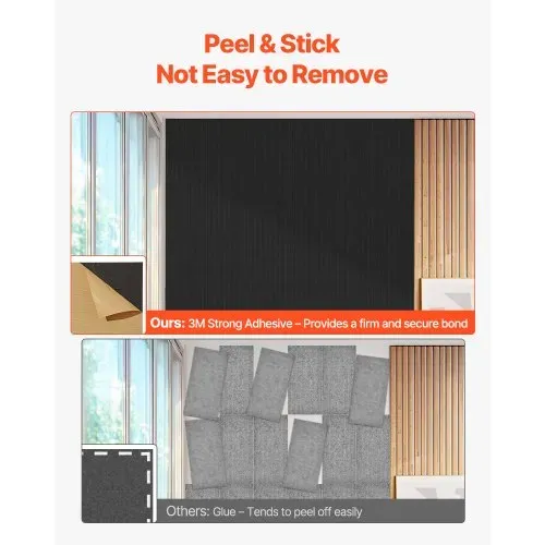 VEVOR 5er-Pack Akustikpaneele mit Selbstklebeband, 1200x600x10 mm schalldichte Schaumstoffplatten, Akustik Wandpaneele aus Polyesterfaser, für Zuhause, Studio, Büro, Theater, Schwarz – Bild 2