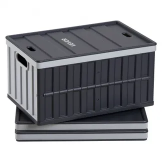 VEVOR Klappboxen 65 L 3er-Pack, Faltbare Aufbewahrungsboxen aus Kunststoff, Stapelbare Klappkörbe mit Deckel, Tragkraft 38 kg pro Box, Klappkisten, Ideal für Haushaltsorganisation, Grau & Schwarz VEVOR Klappboxen 65 L 3er-Pack, Faltbare Aufbewahrungsboxen aus Kunststoff, Stapelbare Klappkörbe mit Deckel, Tragkraft 38 kg pro Box, Klappkisten, Ideal für Haushaltsorganisation, Grau & Schwarz