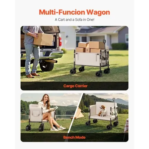 VEVOR Bollerwagen, Handwagen 250 kg Tragkraft, 2-in-1-Klappwagen, umwandelbar in eine Bank, Mehrzweckwagen mit verstellbarem Griff, Outdoor-Wagen für Lebensmitteleinkauf, Camping, Gartenarbeit VEVOR Bollerwagen, Handwagen 250 kg Tragkraft, 2-in-1-Klappwagen, umwandelbar in eine Bank, Mehrzweckwagen mit verstellbarem Griff, Outdoor-Wagen für Lebensmitteleinkauf, Camping, Gartenarbeit