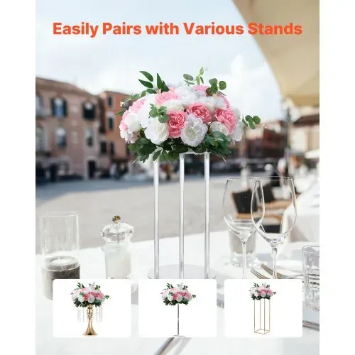 VEVOR Kunstblumen, 10 Stück, 45,7 cm Durchmesser, Seidenrosen, künstliche Blumenkugeln, Tischdekoration für Hochzeiten, Rosenarrangements für Hochzeitsmittelstücke, Heimdekorationen, rosa & weiß – Bild 3