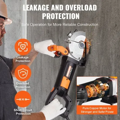 VEVOR Elektrische Wandfräse 5000 U/min Wand Chaser Maschine 4800Watt Wand Groove Schneidemaschine Stoßmaschine 42mm für Ziegel Granit Marmor Beton Cutter Notcher Groover mit 5 x Sägeblätter – Bild 4