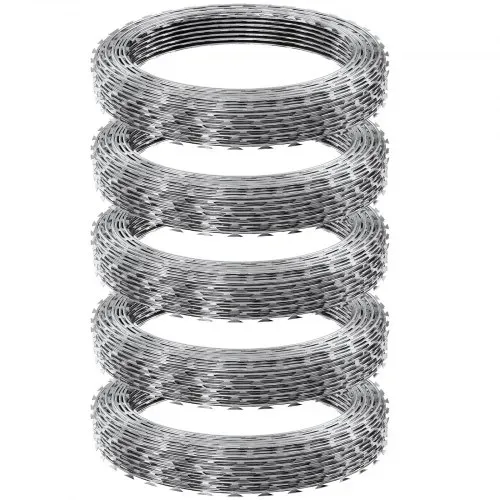 VEVOR Natodraht 75 m (5 Rollen x 15 m) Stacheldraht Spirale Sperrdraht Stacheldrahtzaun (0,51 mm) scharfe Klingen und (ca. 4 mm) dicke Kerndrähte Maschendraht für außergewöhnlichen Spiralschutz – Bild 8