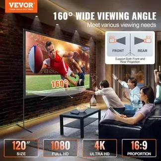 VEVOR Projektion Beamer Leinwand mit Ständer 304,8 cm HD 4K Outdoor Indoor Projektor Screen Schnelles Klappbare Tragbare Filmleinwand 16: 9 für Heimkino, Camping, Freizeitveranstaltungen usw. Schwarz VEVOR Projektion Beamer Leinwand mit Ständer 304,8 cm HD 4K Outdoor Indoor Projektor Screen Schnelles Klappbare Tragbare Filmleinwand 16: 9 für Heimkino, Camping, Freizeitveranstaltungen usw. Schwarz