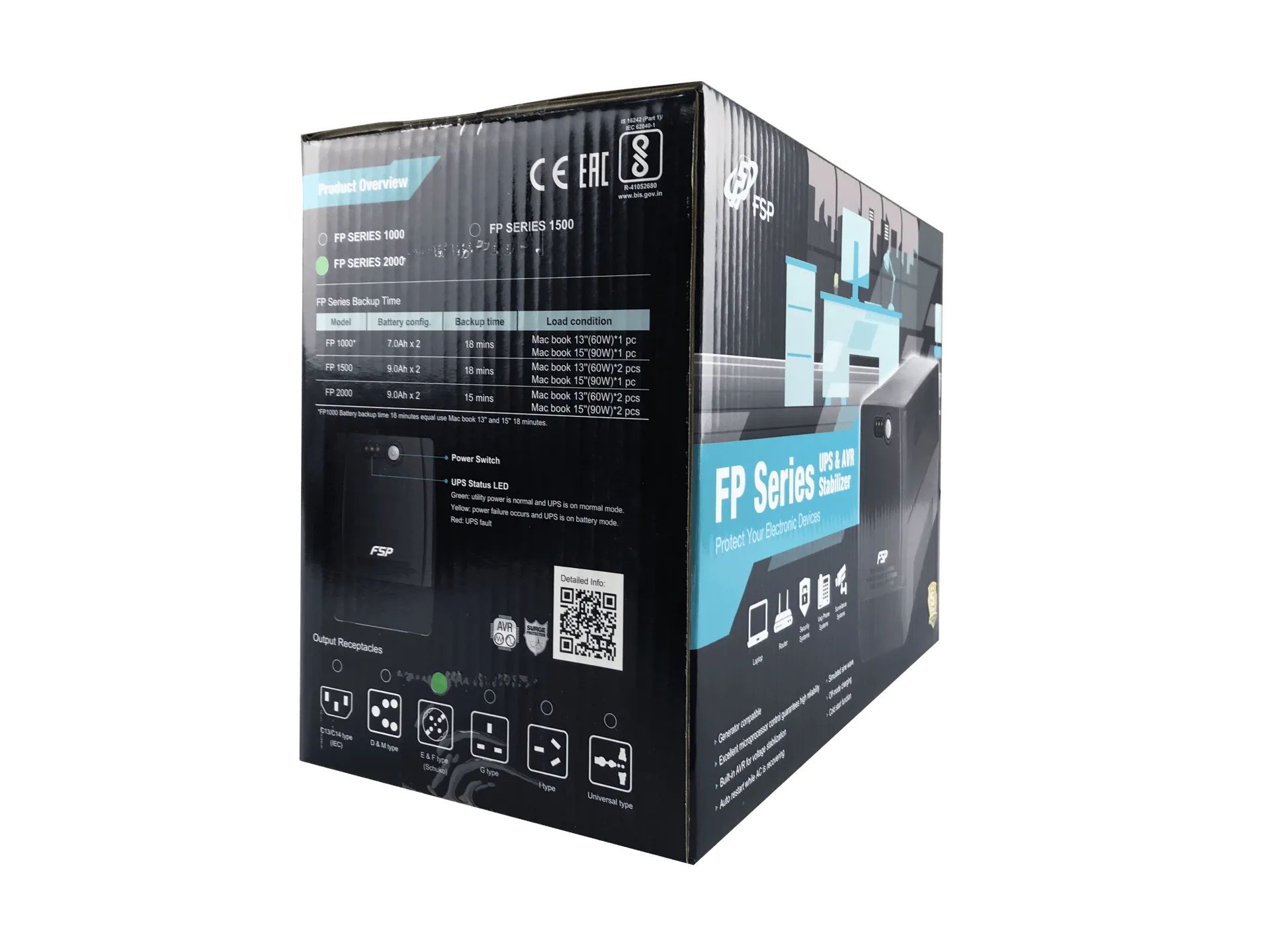 FSP FP 1500 Unterbrechungsfreie Stromversorgung (USV) Line-Interaktiv 1,5 kVA 900 W 4 AC-Ausgänge – Bild 5