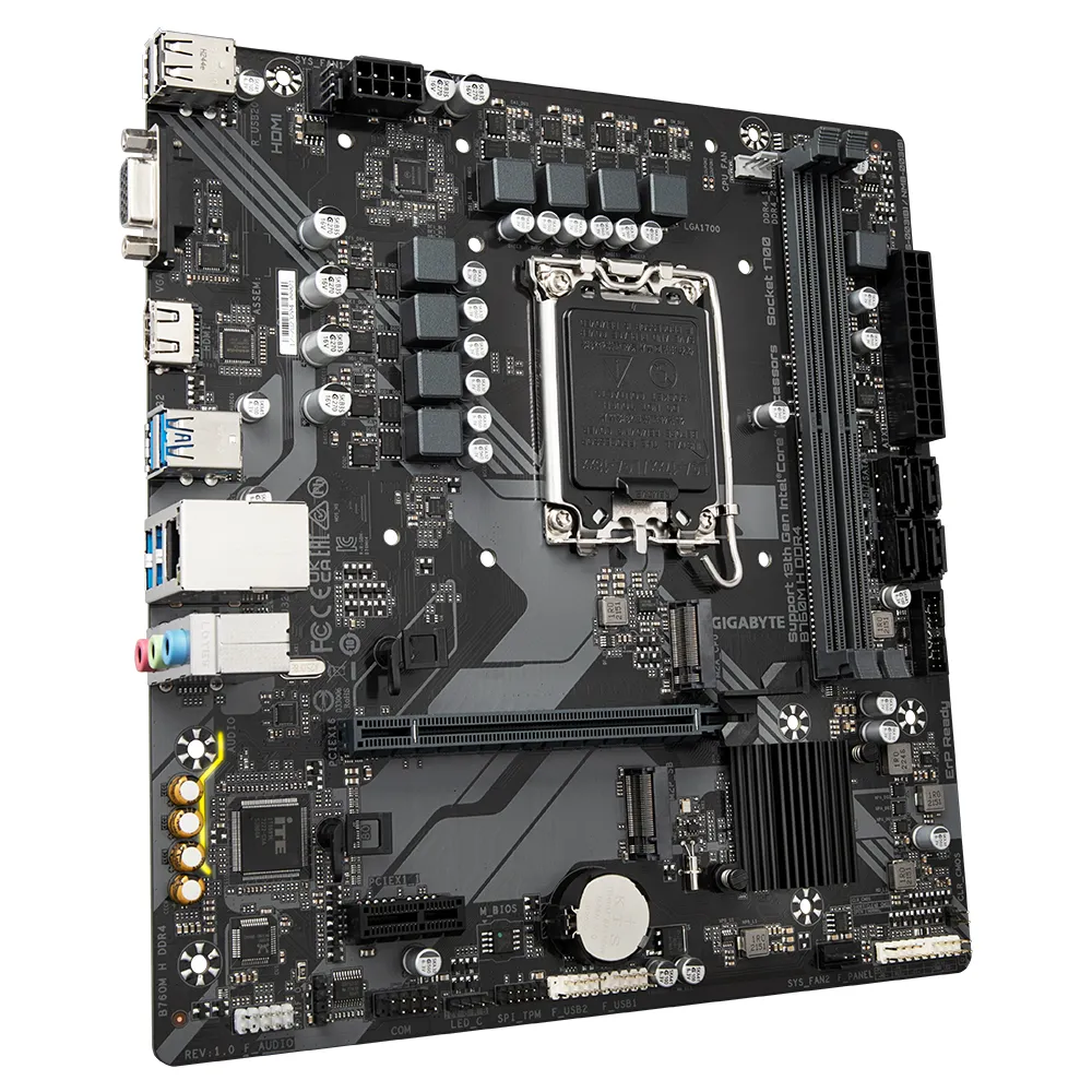 GIGABYTE B760M H DDR4 Motherboard - Unterstützt Intel Core 14. Generation CPUs, 6+1+1 Phasen Digital VRM, bis zu 3200MHz DDR4 (OC), 2xPCIe 4.0 M.2, GbE LAN, USB 3.2 Gen1 – Bild 3