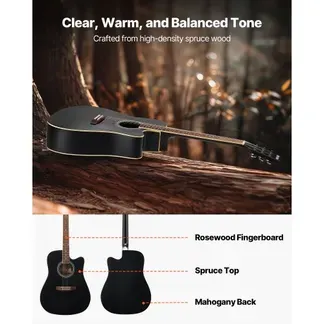 VEVOR Elektro Akustische Gitarre Cutaway Solo Anfängerpaket 1041,4 mm (41 inch) Schwarz VEVOR Elektro Akustische Gitarre Cutaway Solo Anfängerpaket 1041,4 mm (41 inch) Schwarz