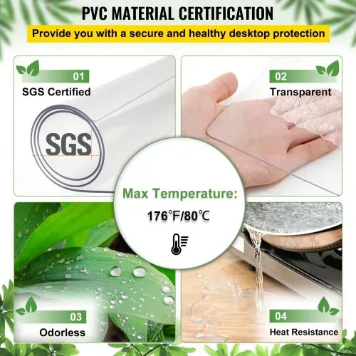 VEVOR PVC Tischabdeckung 101,6 x 182,8 cm, 1,5 mm Dicker Transparenter Tischschutz, Rechteckige transparente Schreibtischunterlage, Wasserdicht Tischschutz PVC Folie für Büro-Kommode, Nachttisch – Bild 2
